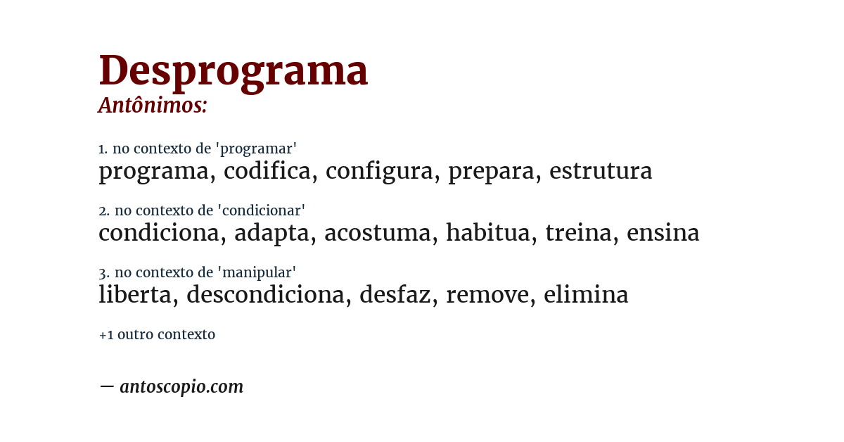 Antônimo de desprograma