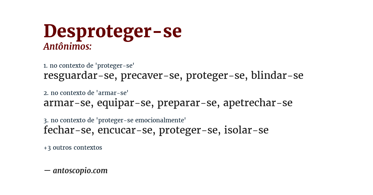 Antônimo de desproteger-se