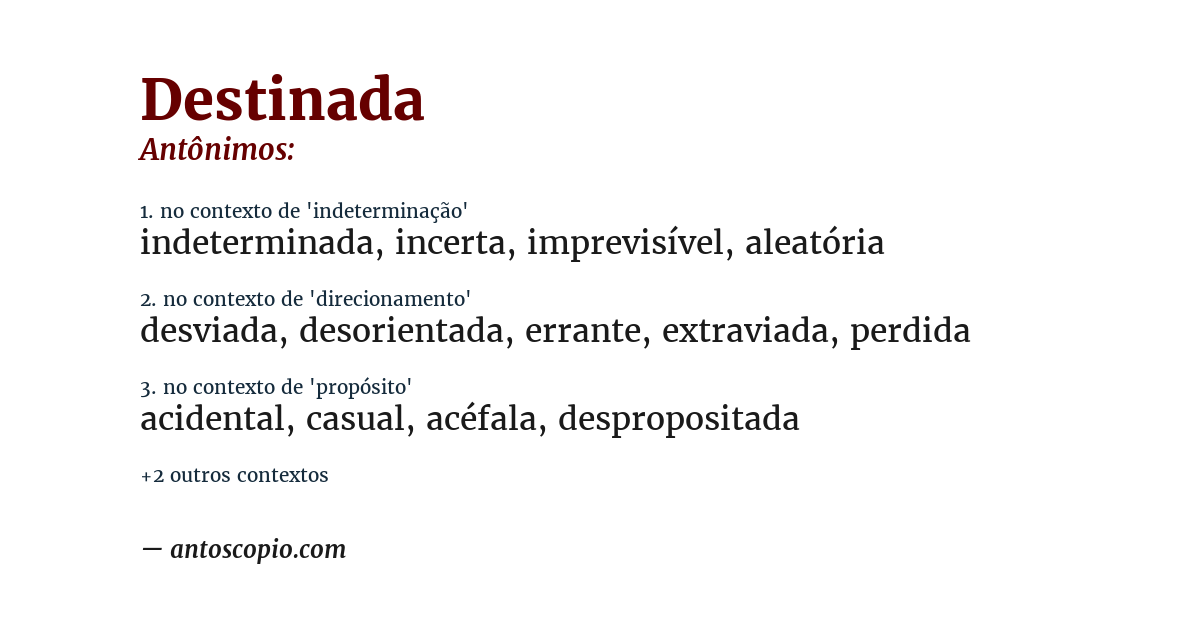 Antônimo de destinada