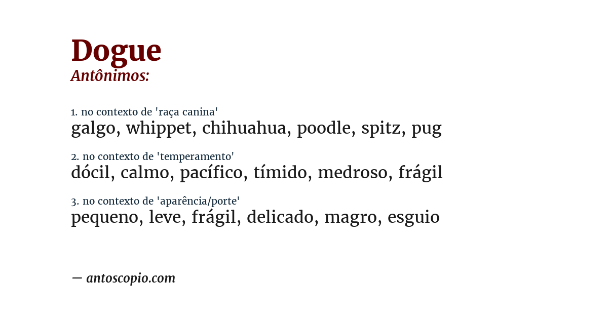 Antônimo de dogue