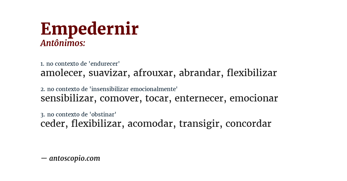 Antônimo de empedernir