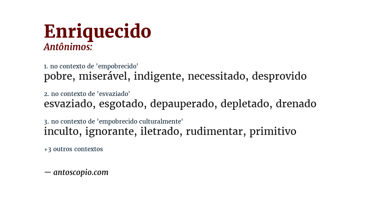 Antônimo de enriquecido