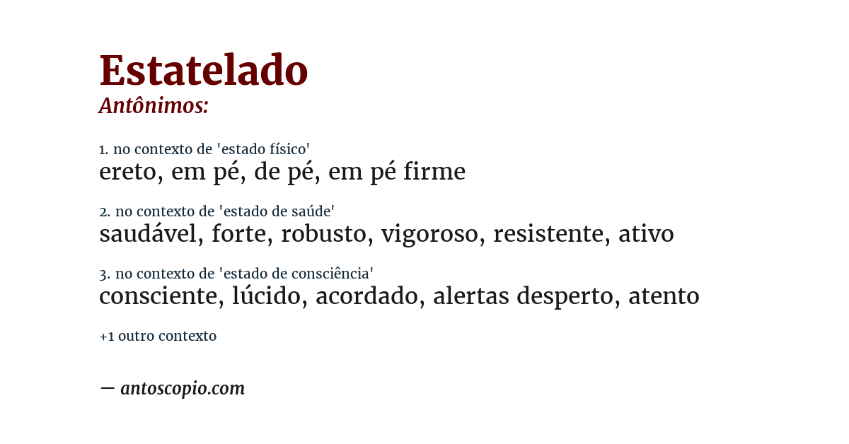 Antônimo de estatelado