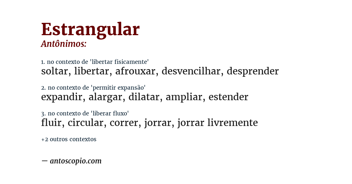 Antônimo de estrangular