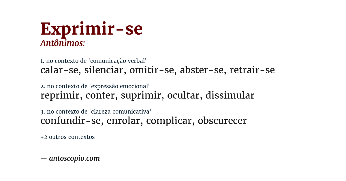 Antônimo de exprimir-se