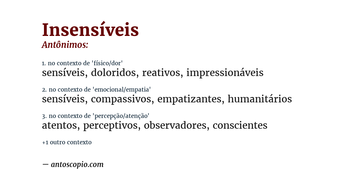 Antônimo de insensíveis