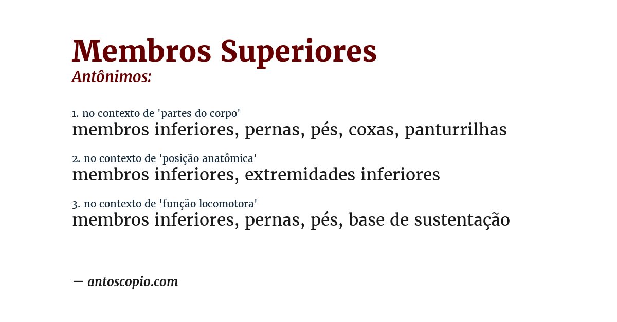 Antônimo de membros superiores