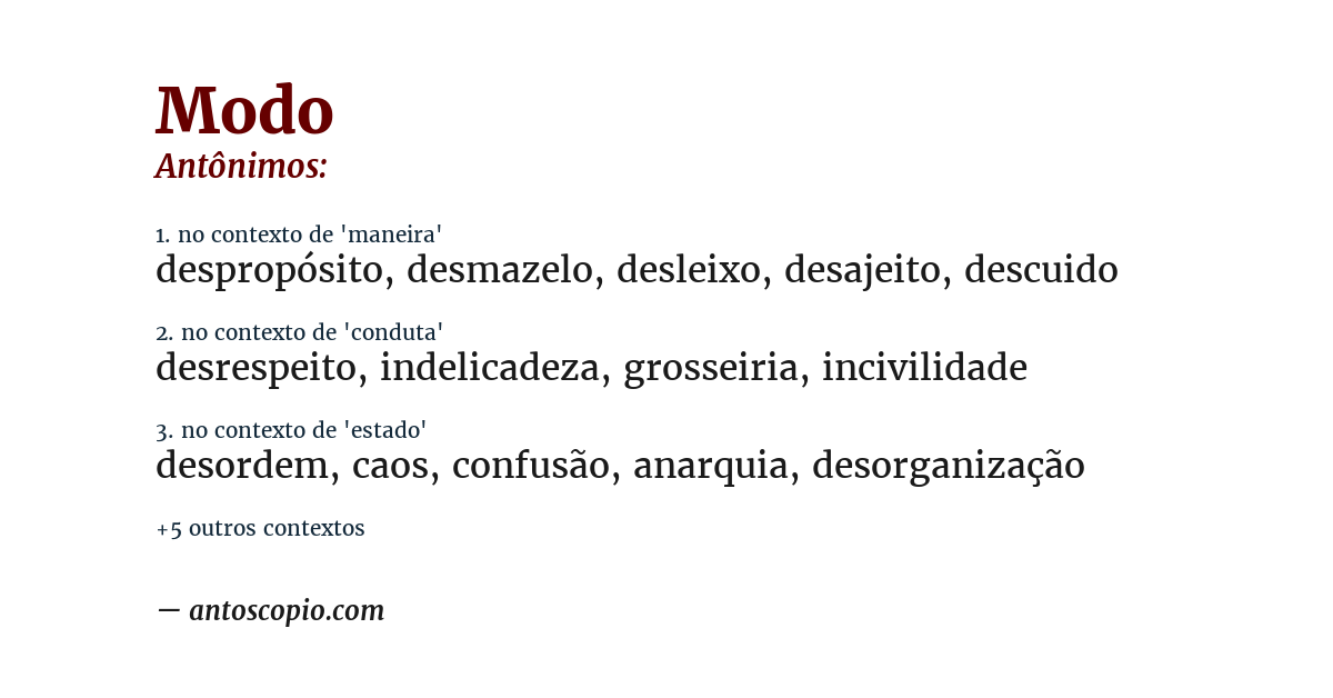 Antônimo de modo