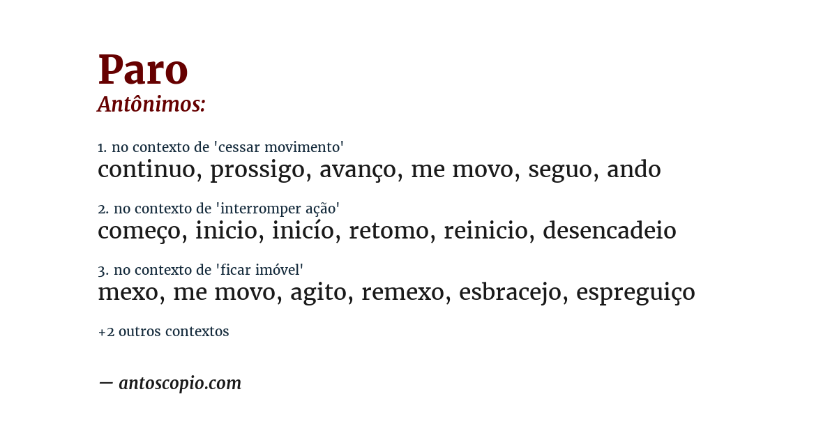 Antônimo de paro