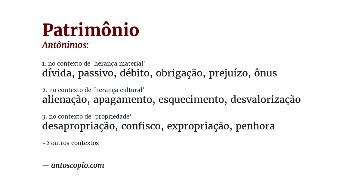 Antônimo de patrimônio