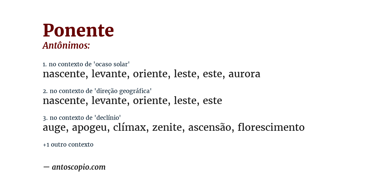 Antônimo de ponente