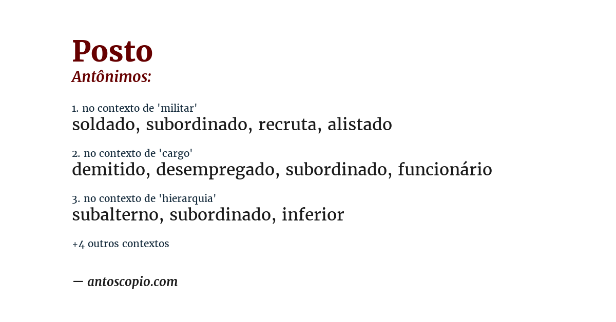 Antônimo de posto