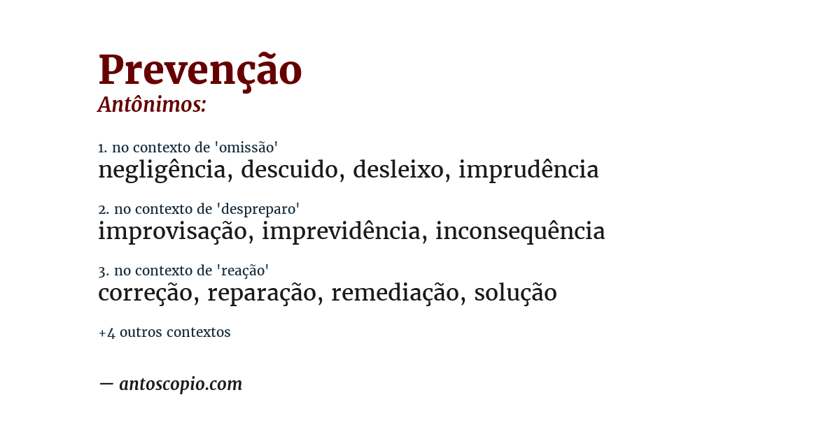 Antônimo de prevenção