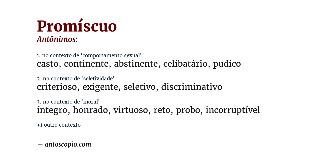 Antônimo de promíscuo