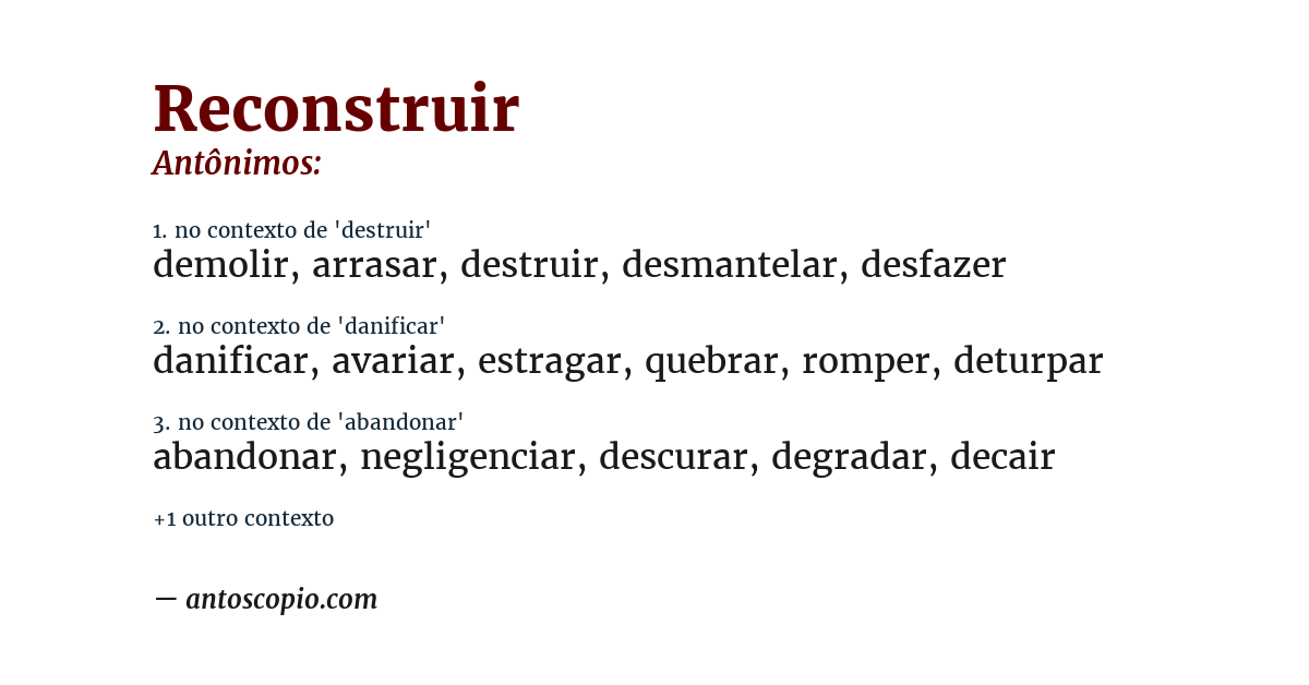 Antônimo de reconstruir