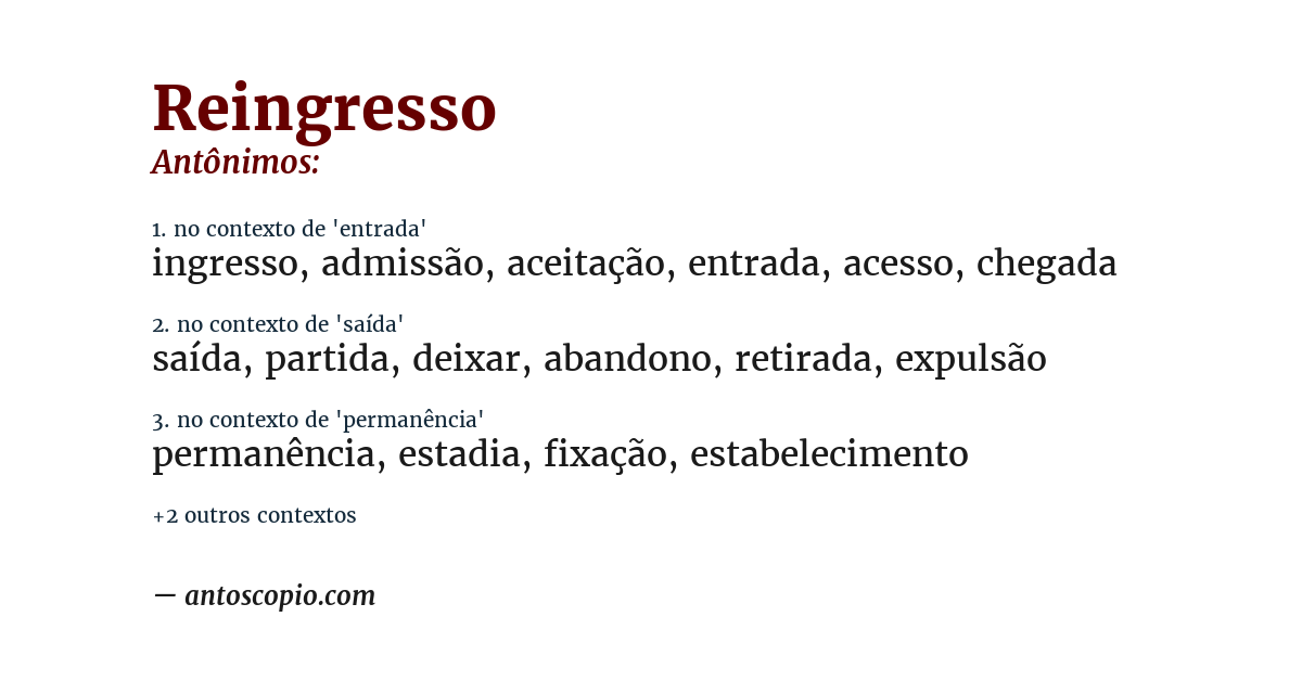 Antônimo de reingresso