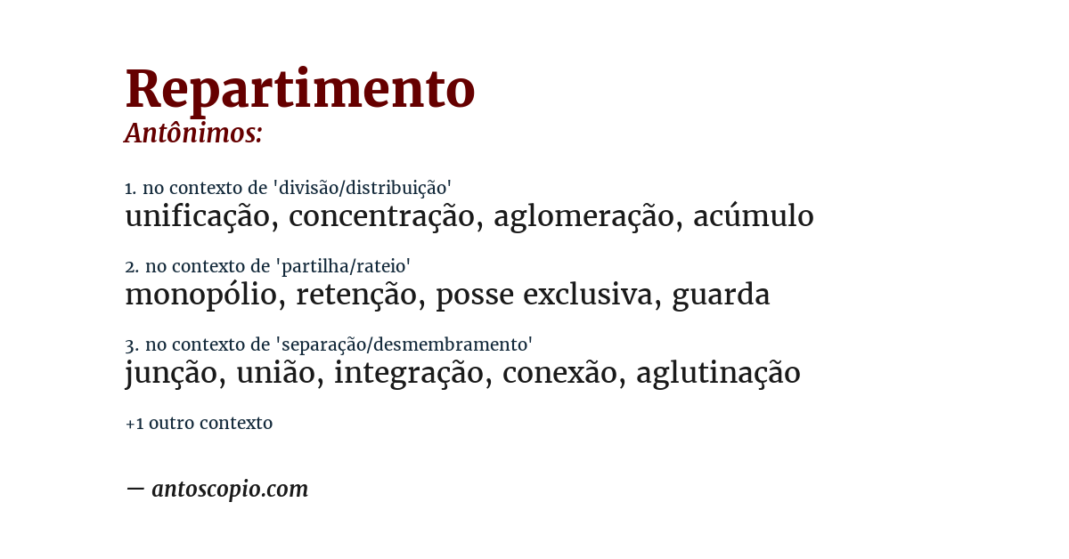 Antônimo de repartimento