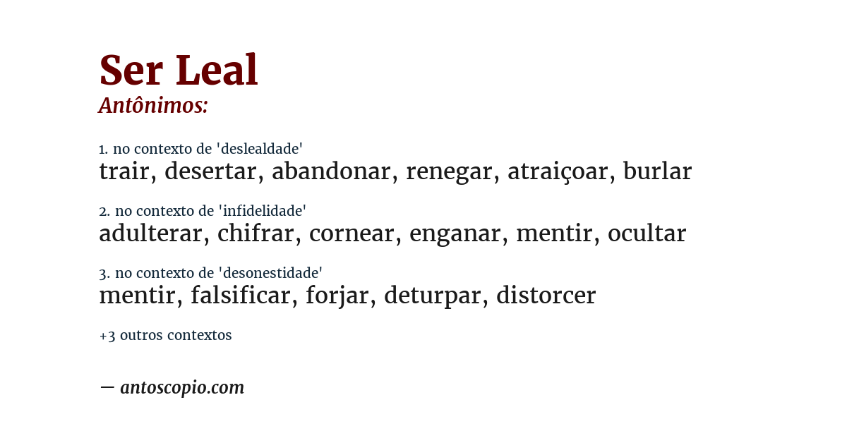 Antônimo de ser leal