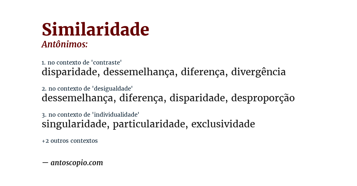 Antônimo de similaridade