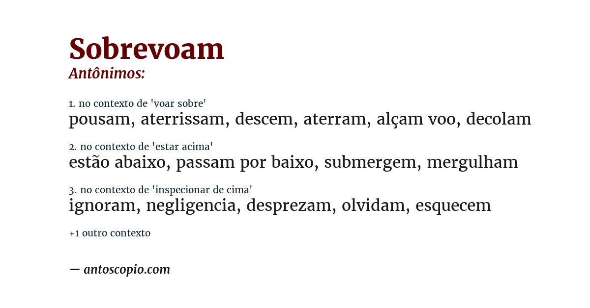 Antônimo de sobrevoam