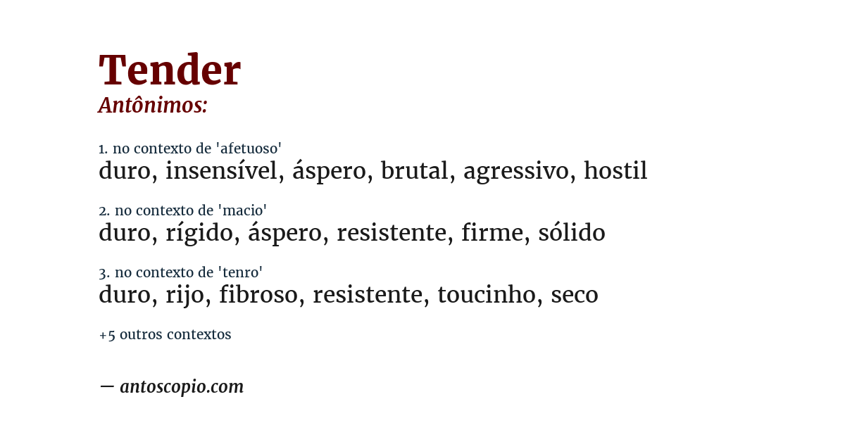 Antônimo de tender