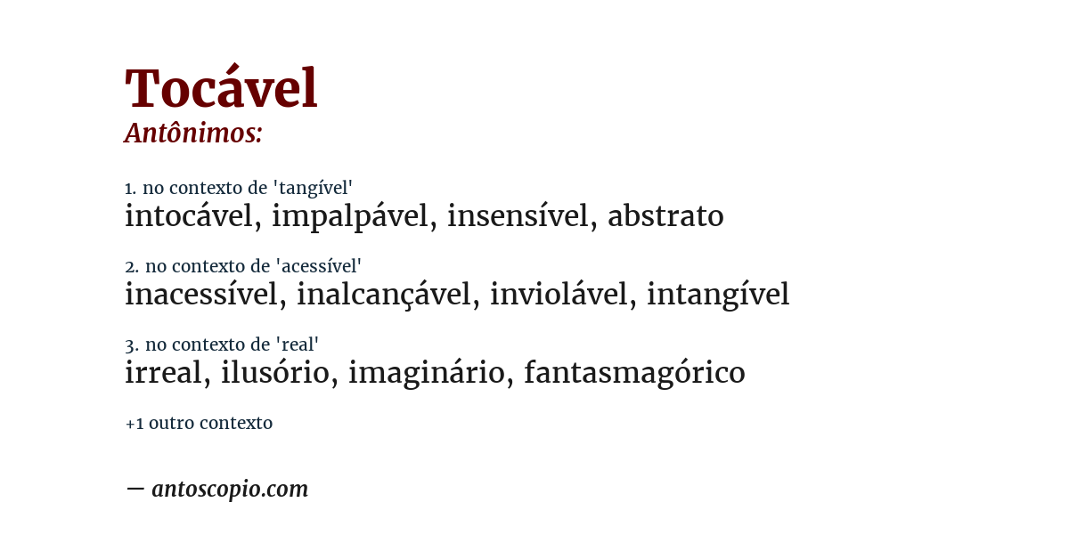 Antônimo de tocável