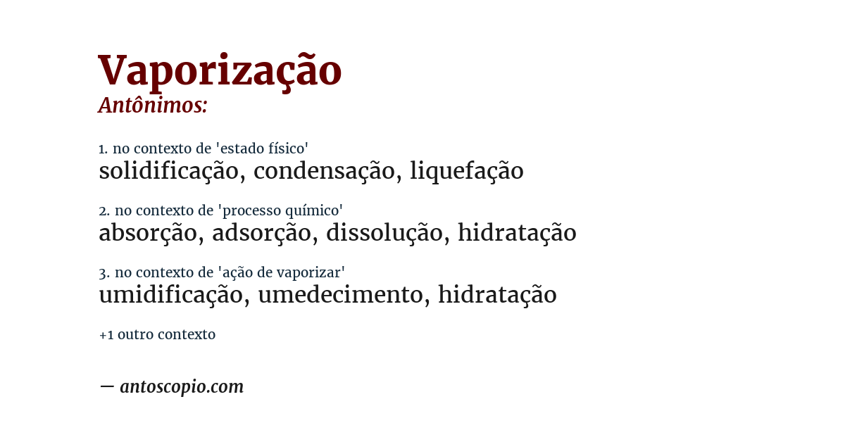 Antônimo de vaporização