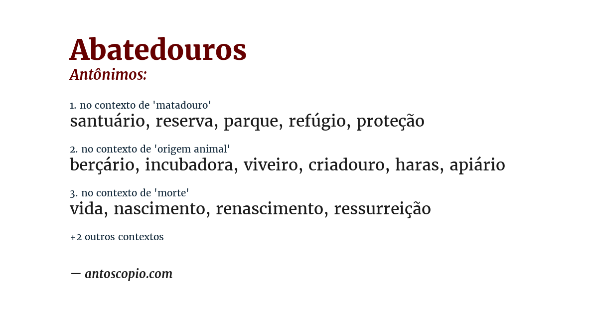 Antônimo de abatedouros