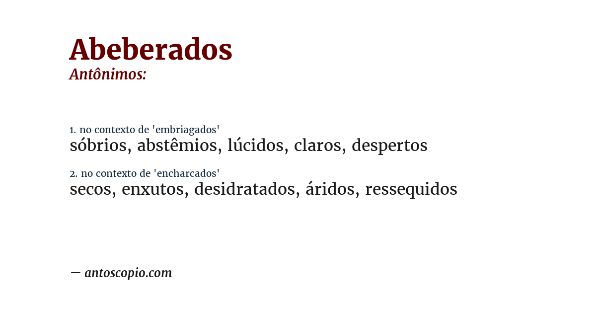 Antônimo de abeberados