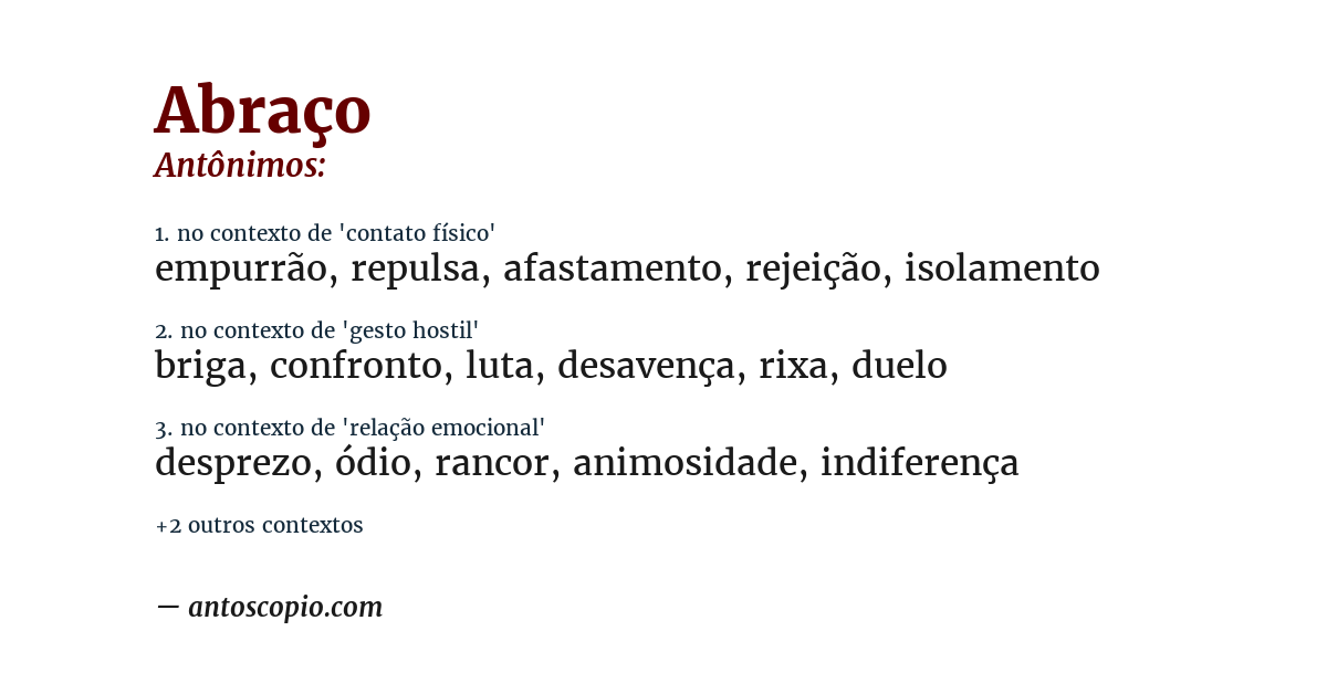 Antônimo de abraço