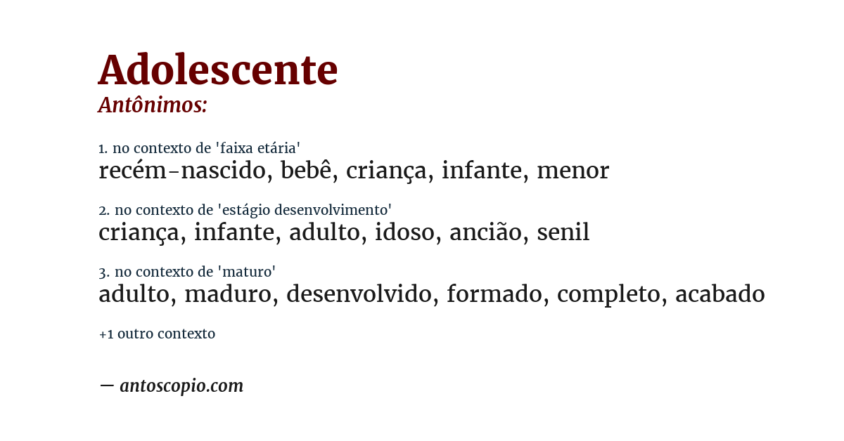 Antônimo de adolescente