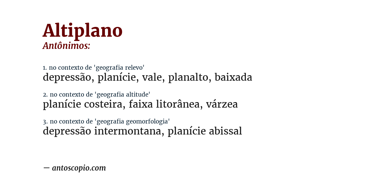 Antônimo de altiplano