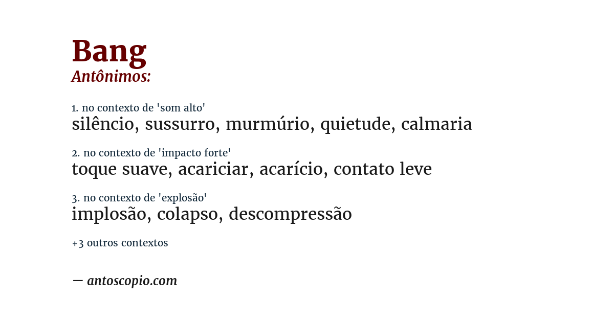 Antônimo de bang