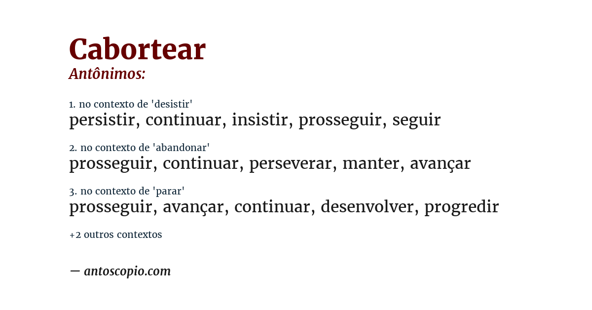 Antônimo de cabortear