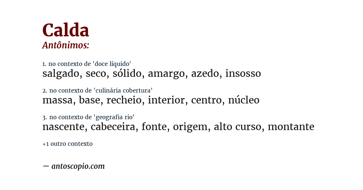 Antônimo de calda