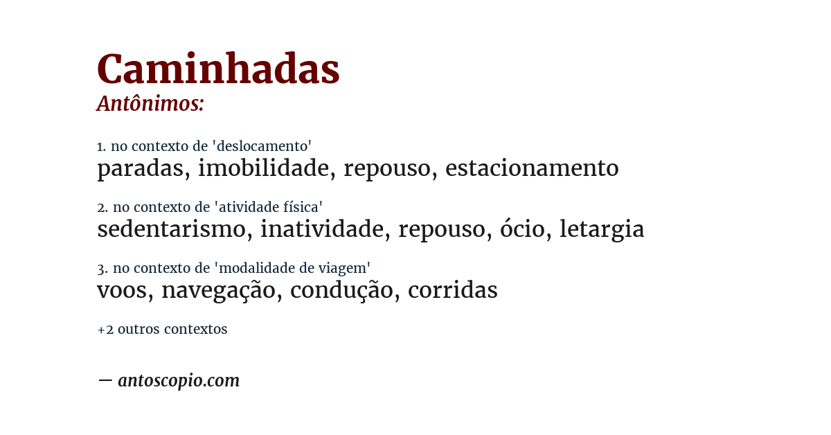 Antônimo de caminhadas