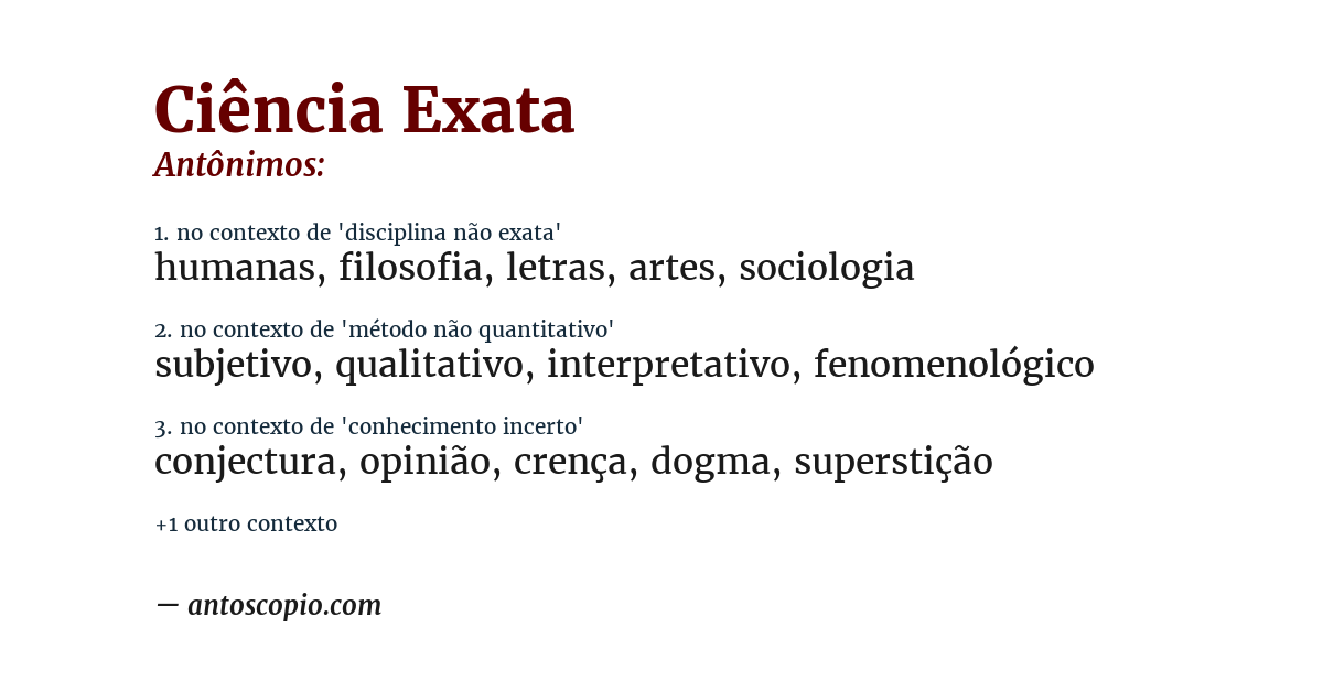 Antônimo de ciência exata
