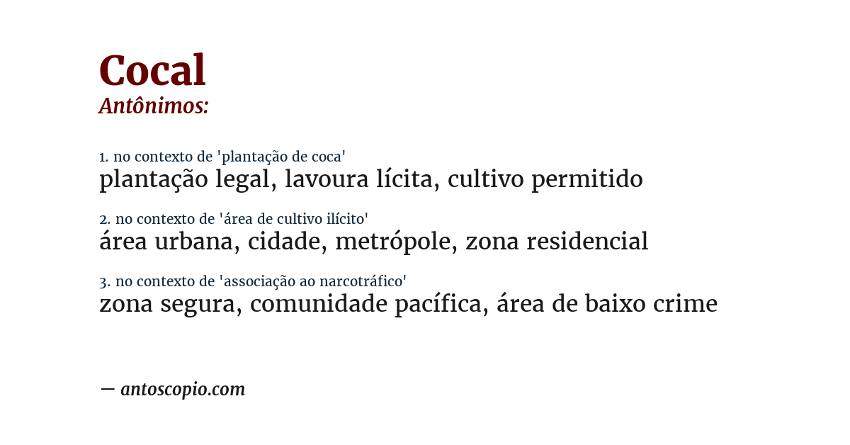 Antônimo de cocal