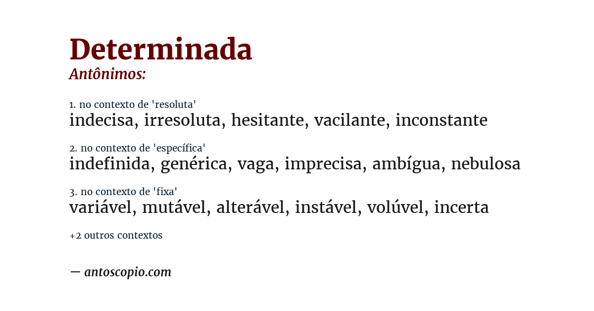 Antônimo de determinada