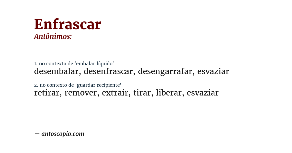 Antônimo de enfrascar