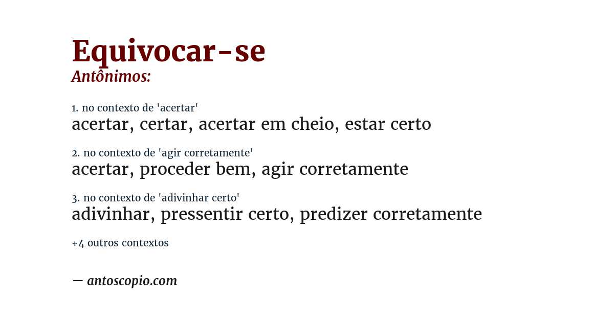 Antônimo de equivocar-se