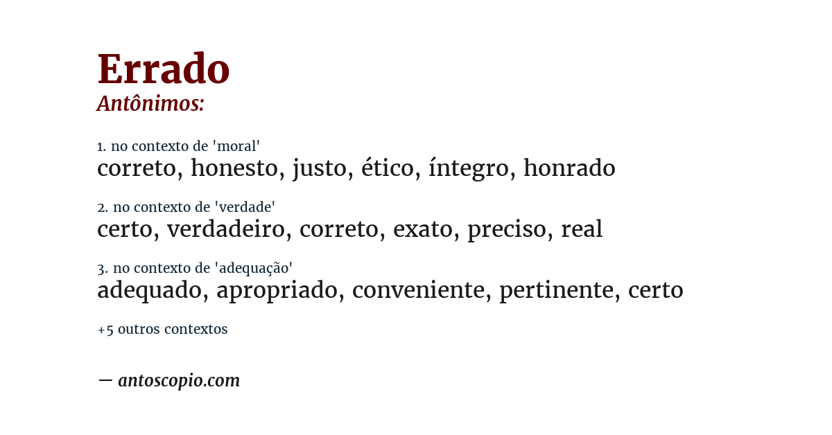 Antônimo de errado