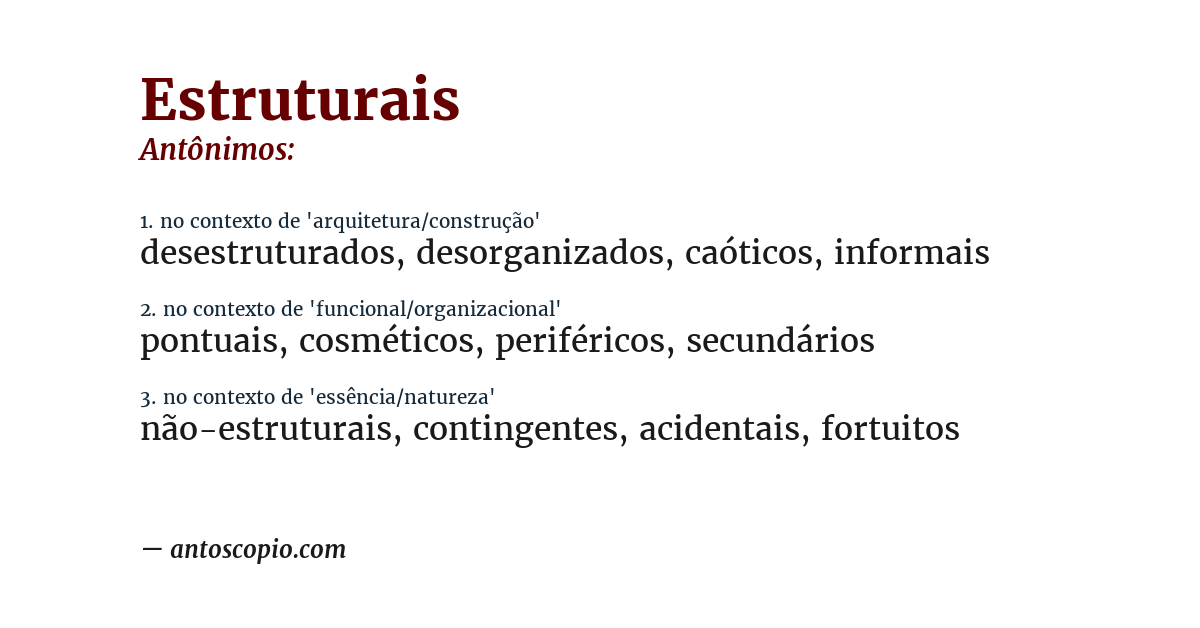 Antônimo de estruturais
