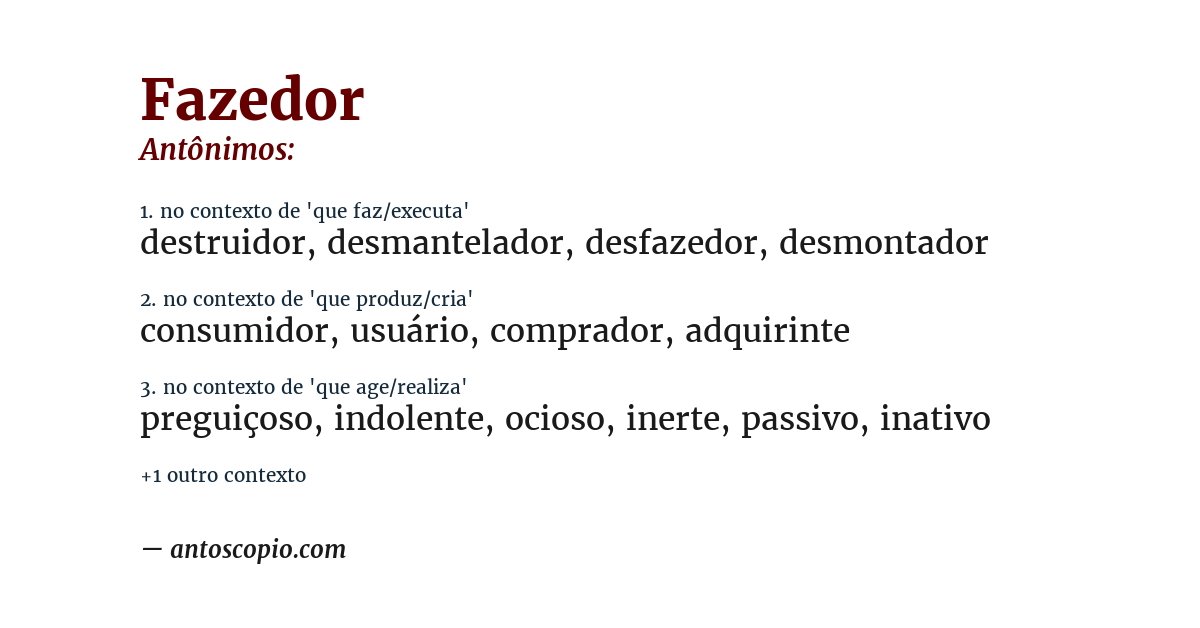 Antônimo de fazedor