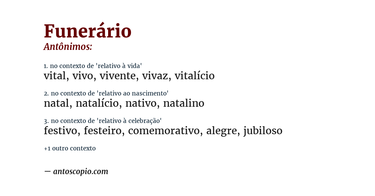 Antônimo de funerário