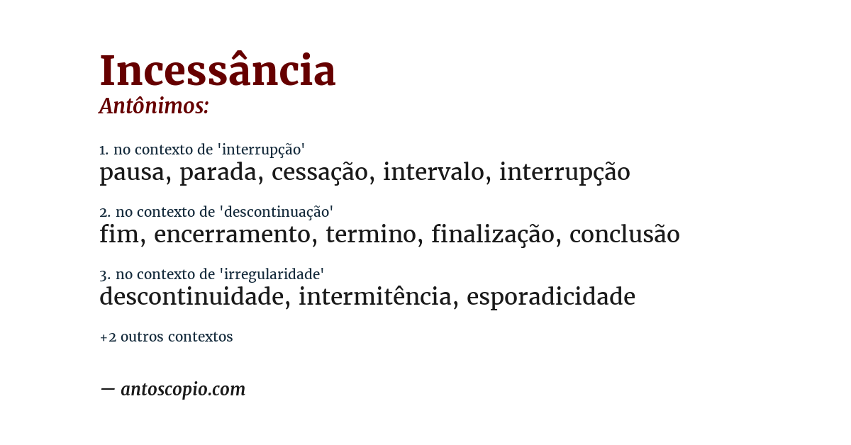 Antônimo de incessância