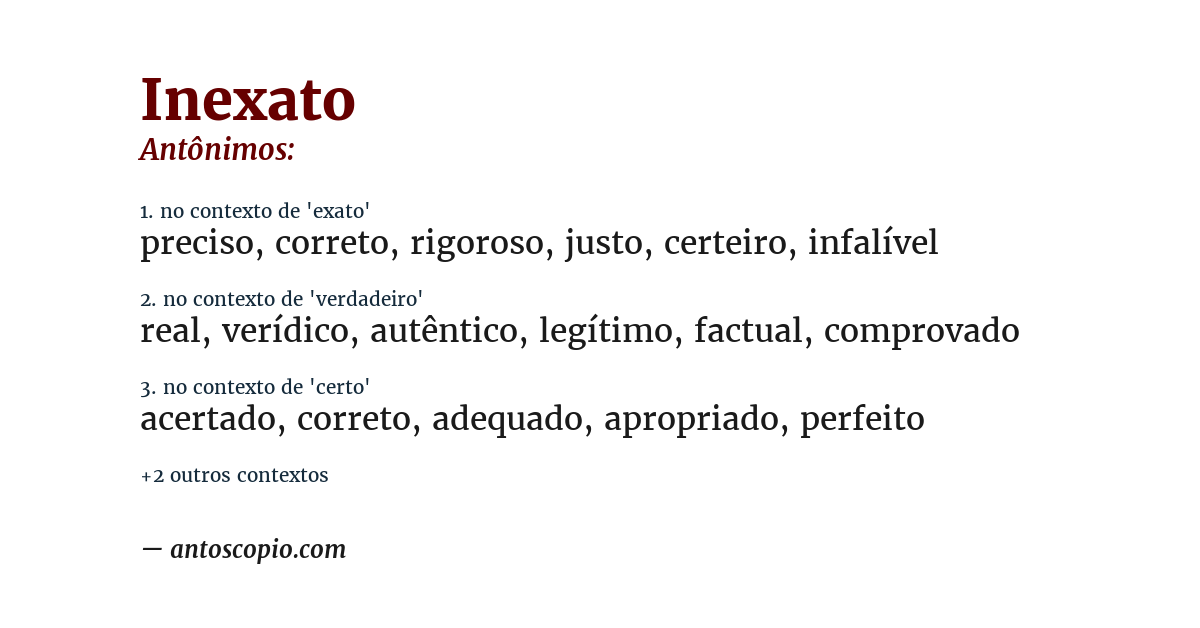 Antônimo de inexato