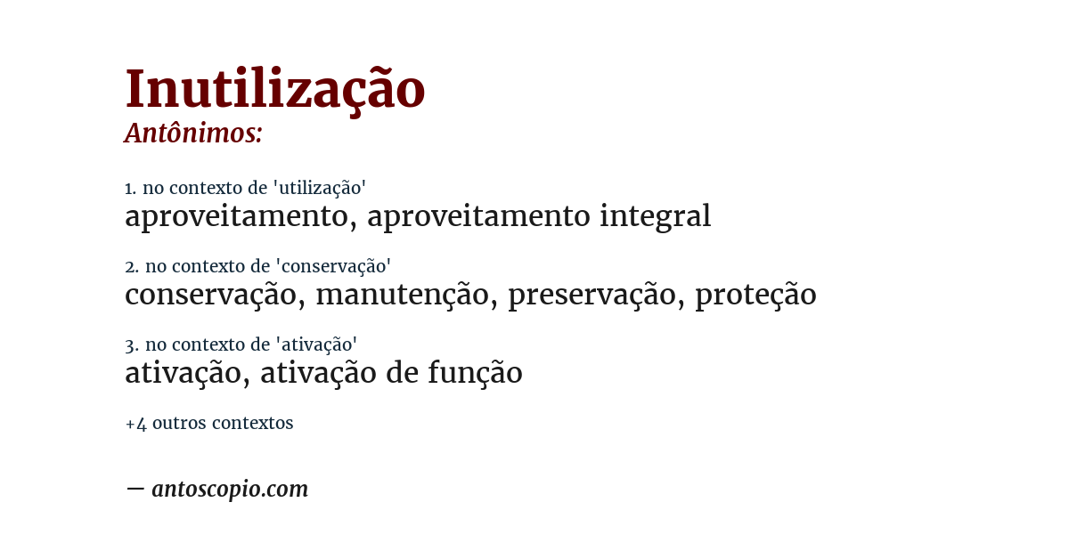 Antônimo de inutilização