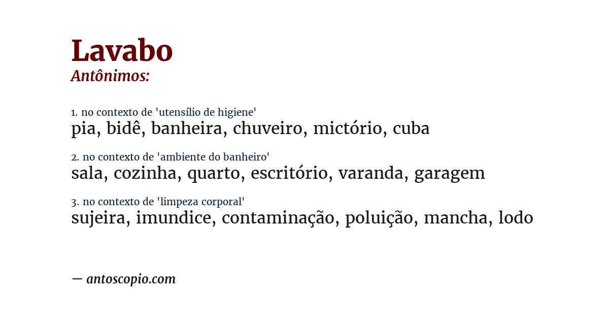 Antônimo de lavabo