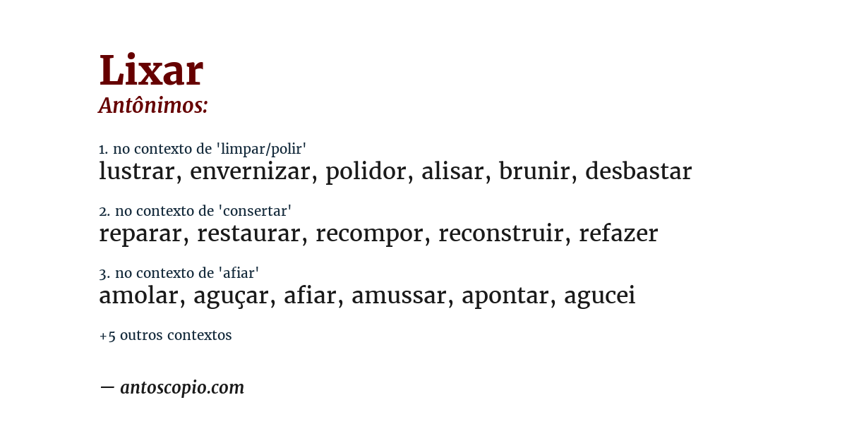 Antônimo de lixar
